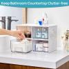 Vtopmart 8 Pack Small Clear Stackable Storage Drawers,Acrylic Bathroom Makeup Organizer,Plastic Storage Bins For Vanity, Undersink, Kitchen Cabinets, Pantry, Home Organization(4pack-White)