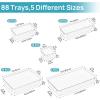 Vtopmart 88PCS Clear Plastic Drawer Organizers Set, 5-Size Versatile Bathroom Drawer Organizer Trays, Storage Bins for Makeup, Vanity, Kitchen Gadgets Utensils and Office