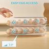 Vtopmart Clear Plastic Egg Holder for Fridge, Automatic Rolling Egg Container for Refrigerator, Stackable 14-Count Eggs Organizer with Removable Inner Tray, Fridge Organizers and Storage, 2Pack(1)