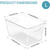 Vtopmart Clear Plastic Storage Bins, 6 PCS Pantry Organizer Bins with Handle for Refrigerator, Fridge, Cabinet, Kitchen, Countertops, Cupboard, Freezer Organization and Storage, Large(4)