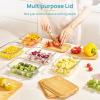 Vtopmart Glass Food Storage Containers with Bamboo Lids, 4 Pack Meal Prep Glass Containers Safe for Microwave, Oven, Freezer and Dishwasher, BPA Free(Set of 5 (35oz))