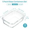 Vtopmart Glass Food Storage Containers with Bamboo Lids, 4 Pack Meal Prep Glass Containers Safe for Microwave, Oven, Freezer and Dishwasher, BPA Free(Set of 5 (35oz))