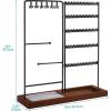 Vtopmart Jewelry Holder Organizer Stand Tree for Earring Necklace Ring Bracelets Display and Storage, with 90 Holes, 12 Hooks, Black+ Walnut