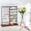 Vtopmart Jewelry Holder Organizer Stand Tree for Earring Necklace Ring Bracelets Display and Storage, with 90 Holes, 12 Hooks, Black+ Walnut