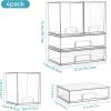 Vtopmart Stackable Storage Drawers Set of 6, Clear Plastic Organizer Bins for Bathroom Supplies,Ideal for Cabinet,Pantry,Laundry Room Organization(2 High+2 Wide)