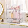 Vtopmart Stackable Storage Drawers Set of 6, Clear Plastic Organizer Bins for Bathroom Supplies,Ideal for Cabinet,Pantry,Laundry Room Organization(2 Small+2 Wide)