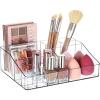 Vtopmart 1 Tier Clear Makeup Organizer with Drawer, Cosmetic Storage for Dresser Countertop and Bathroom Vanity, Beauty Holder for Lipstick Brush Skincare(1 Tier)
