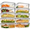 Vtopmart 10 Pack 35oz Glass Food Storage Containers with Lids, Meal Prep Containers, Airtight Reusable Lunch Container Set, Safe for Oven, Microwave, Freezer, and Dishwasher, Grey