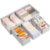 Vtopmart 12 Pack Baby Clothes Organizer, Dresser Drawer Organizer for Baby Clothing, Foldable Fabric Closet Drawer Storage Bins, Dresser Dividers for Bra, Socks, Ties, Scarf(Grey)