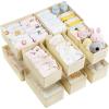 Vtopmart 12 Pack Baby Clothes Organizer, Dresser Drawer Organizer for Baby Clothing, Foldable Fabric Closet Drawer Storage Bins, Dresser Dividers for Bra, Socks, Ties, Scarf(Beige)