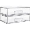 Vtopmart 12.1”W Clear Stackable Storage Drawers,3 Pack Acrylic Plastic Organizers Bins for Makeup Palettes, Cosmetics, and Beauty Supplies,Ideal for Vanity, Bathroom,Cabinet,Desk Organization(2pack Wide)