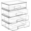 Vtopmart 12.1”W Clear Stackable Storage Drawers,3 Pack Acrylic Plastic Organizers Bins for Makeup Palettes, Cosmetics, and Beauty Supplies,Ideal for Vanity, Bathroom,Cabinet,Desk Organization(4pack Wide)