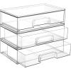 Vtopmart 12.1”W Clear Stackable Storage Drawers,3 Pack Acrylic Plastic Organizers Bins for Makeup Palettes, Cosmetics, and Beauty Supplies,Ideal for Vanity, Bathroom,Cabinet,Desk Organization(3pack Wide)