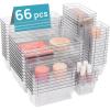 Vtopmart 15 PCS Clear Plastic Drawer Organizers Set, 4-Size Versatile Bathroom and Vanity Organizer Trays, Non-Slip Storage Containers for Makeup, Jewelries, Bedroom，Kitchen Utensils and Office(66 PCS)