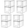 Vtopmart 2 Pack Large Stackable Storage Drawers,Clear Acrylic Drawer Organizers with Handles, Easily Assemble for Bathroom,Kitchen Undersink,Cabinet,Closet,Makeup,Pantry organization and Storage(Clear( 8 Pack))