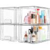 Vtopmart 2 Pack Large Stackable Storage Drawers,Clear Acrylic Drawer Organizers with Handles, Easily Assemble for Bathroom,Kitchen Undersink,Cabinet,Closet,Makeup,Pantry organization and Storage(Clear( 4 Pack))