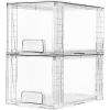 Vtopmart 2 Pack Large Stackable Storage Drawers,Clear Acrylic Drawer Organizers with Handles, Easily Assemble for Bathroom,Kitchen Undersink,Cabinet,Closet,Makeup,Pantry organization and Storage(Clear( 2 Pack))