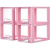 Vtopmart 2 Pack Large Stackable Storage Drawers,Clear Acrylic Drawer Organizers with Handles, Easily Assemble for Bathroom,Kitchen Undersink,Cabinet,Closet,Makeup,Pantry organization and Storage(Pink( 4 Pack))