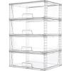 Vtopmart 2 Pack Large Stackable Storage Drawers,Easily Assemble Clear Acrylic Bathroom Closet Undersink Organizers,Plastic Storage Bins for Cabinet,Kitchen Pantry,Medicine Organization(4)