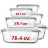 Vtopmart 220oz + 76.4oz Extra Large Glass Storage Containers Set, Meal Prep Food Container Sets with Snap Airtight Lids for Roasting Turkey, Rotisserie Chicken, Baking, Watermelon Storage, BPA Free(6pack mixed sizes)