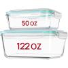 Vtopmart 220oz + 76.4oz Extra Large Glass Storage Containers Set, Meal Prep Food Container Sets with Snap Airtight Lids for Roasting Turkey, Rotisserie Chicken, Baking, Watermelon Storage, BPA Free(2pack 122oz+50oz)