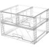 Vtopmart 3 Pack Clear Stackable Storage Drawers,Easy to Assemble Bathroom Organizers and Storage with handles,Plastic Drawers for Kitchen Pantry,Cabinet,Under Sink Organization(1 Wide+2 Small)