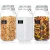 Vtopmart 34oz Glass Food Storage Jars with Airtight Clamp Lids, 3 Pack Kitchen Canisters for Flour, Cereal, Coffee, Pasta and Canning, Square Mason Jar with 8 Chalkboard Labels(3pack-78oz-Square)
