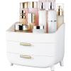 Vtopmart 3-Tier Skincare Makeup Organizer with Drawers for Vanity and Bathroom Countertop, Large Cosmetic Storage Box Case for Dresser, with Non-Slip Base(no Lids)