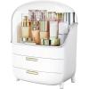 Vtopmart 3-Tier Skincare Makeup Organizer with Drawers for Vanity and Bathroom Countertop, Large Cosmetic Storage Box Case for Dresser, with Non-Slip Base(with Lids)