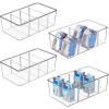 Vtopmart 4 Pack Food Storage Organizer Bins, Clear Plastic Bins for Pantry, Kitchen, Fridge, Cabinet Organization and Storage, 4 Compartment Holder Packets, Snacks, Pouches, Spice Packets(4pack)
