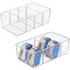 Vtopmart 4 Pack Food Storage Organizer Bins, Clear Plastic Bins for Pantry, Kitchen, Fridge, Cabinet Organization and Storage, 4 Compartment Holder Packets, Snacks, Pouches, Spice Packets(2 Pack)