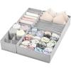 Vtopmart 4 Pack Underwear Drawer Organizers Set, 6+7+8+24 Cells Clothes Drawer Dividers Dresser Organizers Bins for Socks, Bras, Scarves, Ties, Non-Woven Fabric Storage Boxes for Closet, Nursery(4 Pack  6+7+8+24 Cells)