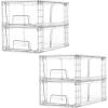 Vtopmart 4Pack Large Stackable Kitchen Pantry Storage Drawers, Clear Organizer Bins with Handles, Acrylic Drawer Organizers for Kitchen Pantry, Bathroom Undersink, Cabinet Organization and Storage(4Pack 4.4″H-with Dividers)