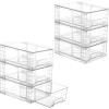 Vtopmart 4Pack Large Stackable Kitchen Pantry Storage Drawers, Clear Organizer Bins with Handles, Acrylic Drawer Organizers for Kitchen Pantry, Bathroom Undersink, Cabinet Organization and Storage(6Pack 4.4″H-with Dividers)