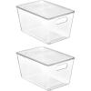 Vtopmart 6 Pack Clear Stackable Storage Bins with Lids,XLarge Plastic Containers with Handle for Pantry Organizer and Storage,Perfect for Kitchen,Fridge,Cabinet, Closet,Bathroom Organization(2)