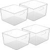 Vtopmart 8 Pack Extra Large Clear Plastic Storage Bins,11×11 Cube Acrylic Organizer Square Containers with Handle for Pantry,Closet,LaundryRoom,Kitchen,Bathroom,UnderSink Organization(4)