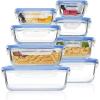 Vtopmart 8 Pack Glass Food Storage Containers with Airtight Lids, Glass Meal Prep Containers, Lunch Office Meal for Microwave, Oven, Freezer and Dishwasher, BPA Free(Blue)