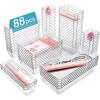 Vtopmart 88PCS Clear Plastic Drawer Organizers Set, 5-Size Versatile Bathroom Drawer Organizer Trays, Storage Bins for Makeup, Vanity, Kitchen Gadgets Utensils and Office