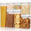 Vtopmart Airtight Food Storage Containers, 7 Pieces BPA Free Plastic Cereal Organizer Canisters with Easy Lock Lids, for Kitchen Pantry Organization, 24 Labels, White(White)