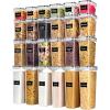 Vtopmart Airtight Food Storage Containers with Lids, 24 pcs Plastic Kitchen and Pantry Organization Canisters for Cereal, Dry Food, Flour and Sugar, BPA Free, Includes 24 Labels，Gray(Black)