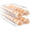 Vtopmart Clear Plastic Egg Holder for Fridge, Automatic Rolling Egg Container for Refrigerator, Stackable 14-Count Eggs Organizer with Removable Inner Tray, Fridge Organizers and Storage, 2Pack(2)