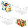 Vtopmart Clear Plastic Storage Bins, 6 PCS Pantry Organizer Bins with Handle for Refrigerator, Fridge, Cabinet, Kitchen, Countertops, Cupboard, Freezer Organization and Storage, Large(4)