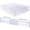 Vtopmart Drawer Dividers Organizers 8 Pack, Adjustable 3.2″ High Expandable from 12.2-21.4″ Kitchen Drawer Organizer, Clear Plastic Drawers Separators for Clothing, Installed by Double-sided Tape