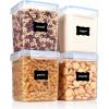 imageVtopmart Extra Large Tall Airtight Food Storage Containers 4 Pieces 59qt65L Plastic PBA Free Kitchen Pantry Canister for Spaghetti Flour and Baking Supplies with 24 Labels BlackBlue