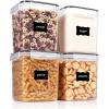imageVtopmart Extra Large Tall Airtight Food Storage Containers 4 Pieces 59qt65L Plastic PBA Free Kitchen Pantry Canister for Spaghetti Flour and Baking Supplies with 24 Labels BlackBlack