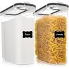 Vtopmart Food Storage Container Set, Extra Large BPA Free Plastic Airtight Containers 213 fl oz for Cereal, Snacks and Sugar, 2 Piece Set Cereal Dispensers with 24 Labels, Black
