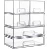 Vtopmart Stackable Storage Drawers Set of 6, Clear Plastic Organizer Bins for Bathroom Supplies,Ideal for Cabinet,Pantry,Laundry Room Organization(4 Small+2 Wide)