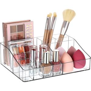 Vtopmart 1 Tier Clear Makeup Organizer with Drawer, Cosmetic Storage for Dresser Countertop and Bathroom Vanity, Beauty Holder for Lipstick Brush Skincare(1 Tier)