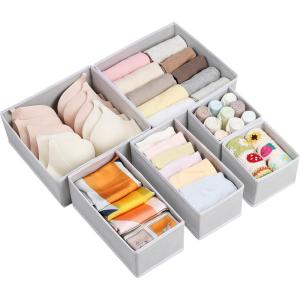 Vtopmart 12 Pack Baby Clothes Organizer, Dresser Drawer Organizer for Baby Clothing, Foldable Fabric Closet Drawer Storage Bins, Dresser Dividers for Bra, Socks, Ties, Scarf(Grey)