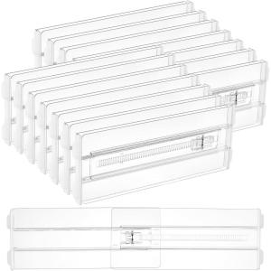 Vtopmart 12 Pack Drawer Dividers for Clothes, 4″ High 10.2″-16.5″ Adjustable Expandable Dresser Drawer Organizer, Clear Plastic Separators for Dresser, Baby Clothing, Underwear, Cosmetic, Toiletries(14)